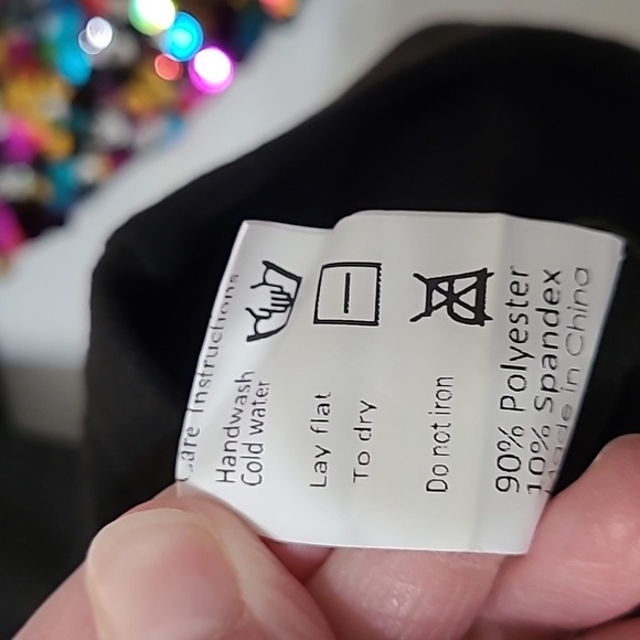 NWT Anna-Kaci Black Top with Rainbow Confetti Sequin Poof Sleeves Size Small - Picture 8 of 13